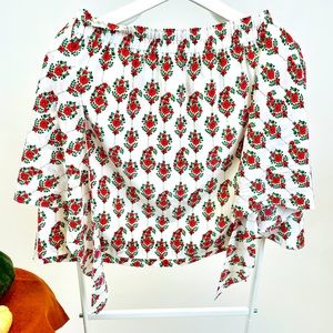 Club Monaco 3/4 Sleeve Silk Rowlen Floral Top | Size 4